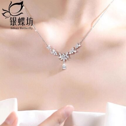 【銀蝶坊】月桂之光項鍊女穗穗平安水滴流蘇吊墜鎖骨鏈精緻時尚百搭款