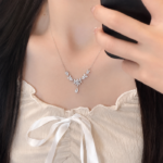 【銀蝶坊】月桂之光項鍊女穗穗平安水滴流蘇吊墜鎖骨鏈精緻時尚百搭款
