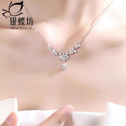 【銀蝶坊】月桂之光項鍊女穗穗平安水滴流蘇吊墜鎖骨鏈精緻時尚百搭款
