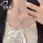 【銀蝶坊】月桂之光項鍊女穗穗平安水滴流蘇吊墜鎖骨鏈精緻時尚百搭款