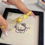 【銀蝶坊】可愛萌貓金色手鍊立體小貓吊飾甜美百搭女款手飾：圖片 5